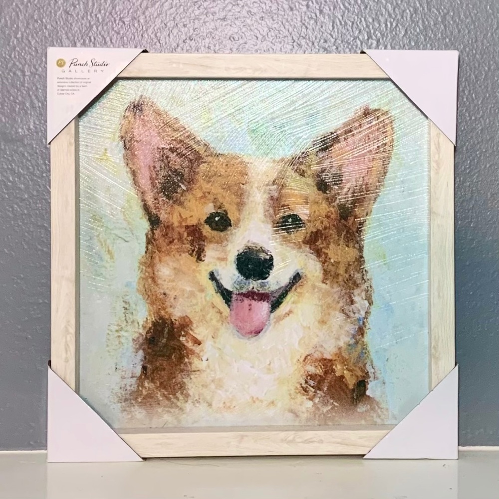 Corgi 13in Textured Canvas ◈ Wood Frame